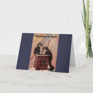 Jul eller Bust, pojken Skorsten Sweep Antique Phot Helgkort