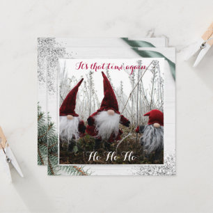 Jul Elves Ho Ho Ho Glitter Roligt, platta kort