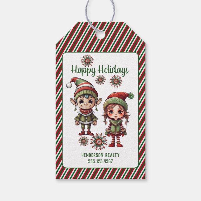 Jul Elves Lycklig Helgdag Presentetikett (Framsidan)