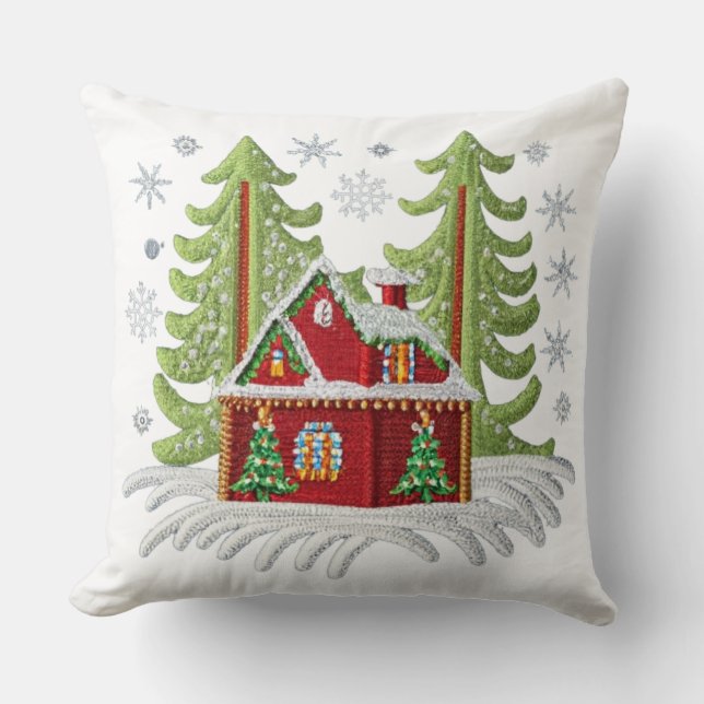 Jul Embroized Snowflake Dekorativ kudde (Framsida)