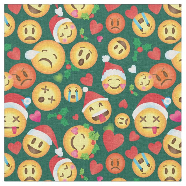 Jul Emoji Print Fabric Tyg (Närbild)