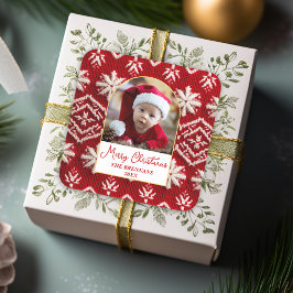 Jul En fotovinter-Elegant Fyrkantigt Klistermärke