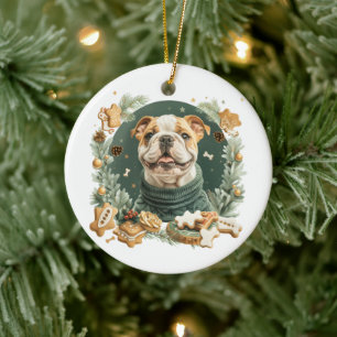 Jul Engelska Bulldog Julgransprydnad Keramik