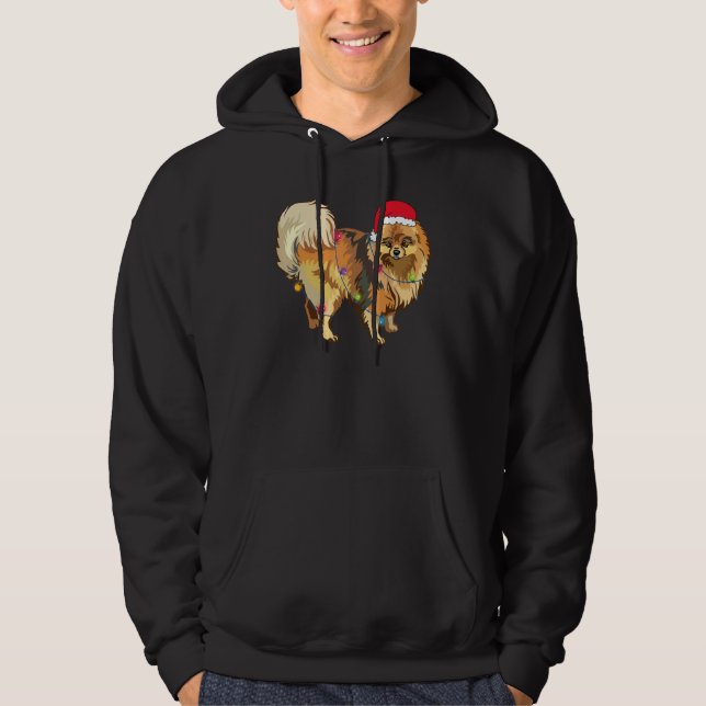 Jul Engelska Cocker Santa Hat Ljus Julafton Hoodie (Framsida)