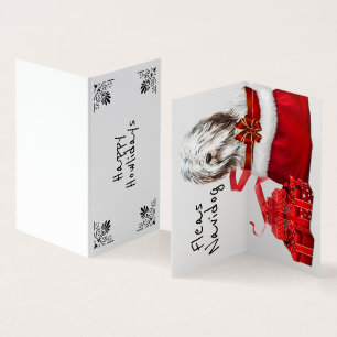 Jul Engelska Sheepdog Santa sack DIY önskemål Kort