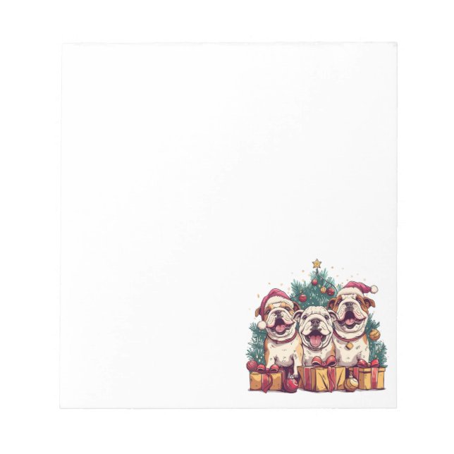 Jul Engjska Bulldog Santa Hats Anteckningsblock (Framsida)