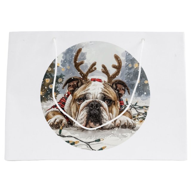 Jul English Bulldog Reindeer (Framsidan)