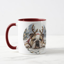 Jul English Bulldog Reindeer Mugg
