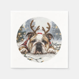 Jul English Bulldog Reindeer Pappersservett