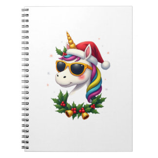 Jul Enhörning Flickor Pojkar Xmas Tomte Söt Ungdom Anteckningsbok