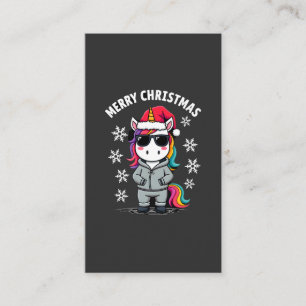 Jul Enhörning Santa Hatt T-Shirt (3) Visitkort