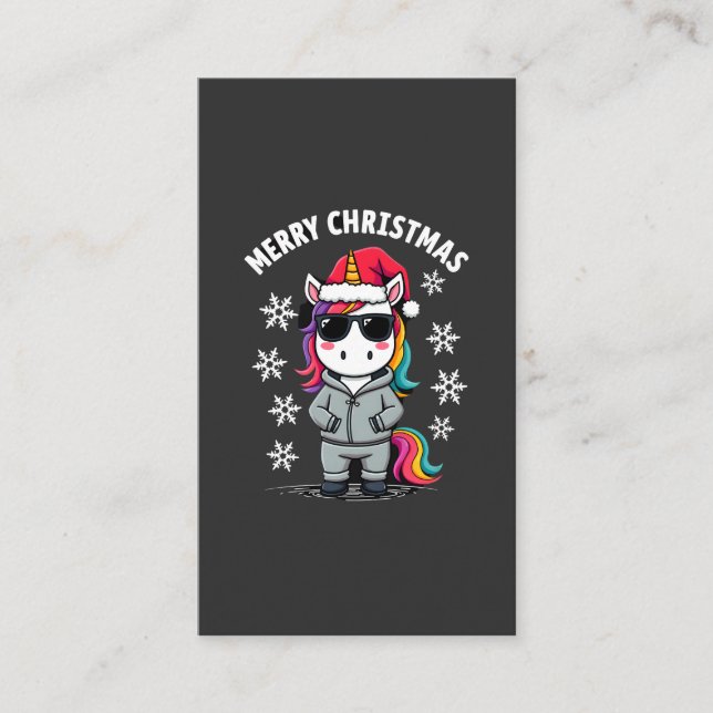 Jul Enhörning Santa Hatt T-Shirt (3) Visitkort (Framsida)