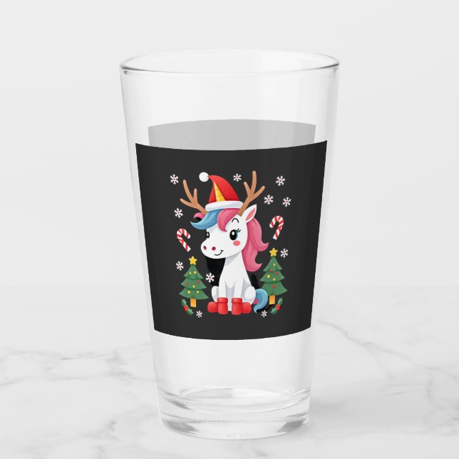 Jul Enhörning Söt Magisk Xmas Småbarns Flicka  Glaskopp (Framsida)
