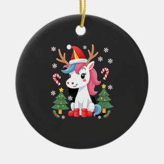 Jul Enhörning Söt Magisk Xmas Småbarns Flicka  Julgransprydnad Keramik