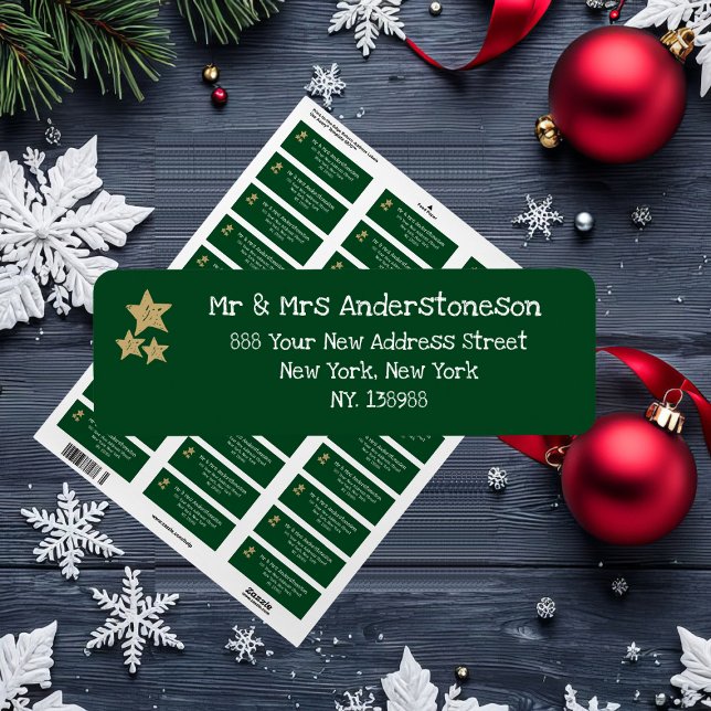 Jul - Enkel skript Namn Rustic Grönt Adress Returadress Etikett (Choose from Address Labels, Return Address Labels and Shipping Labels.)