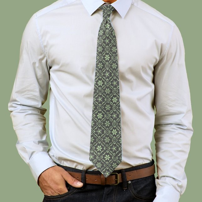 Jul Enkel Snöflinga Vinter Grön Mönster Slips (Green snowflake pattern mens neck tie. )