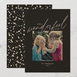 Jul - Enkelt foto Black Kraft Wonderful World Julkort