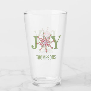 Jul Enkelt Joy Red Grönt Cute Snowflake Glaskopp