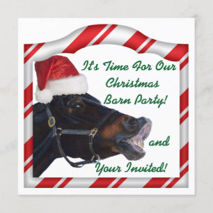 Jul Equestrian Horse Pony Barn Party Inbjudningar