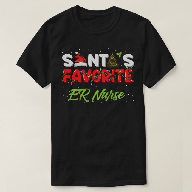 Jul ER Nurse Gifts Santa's Favorite ER Nurse T Shirt (Design framsida)