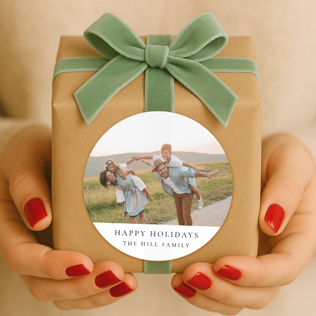Jul Etikett Rulle | Högtid Present Förseglingsetik (A Christmas family photo sticker label - perfect for gift wrapping or holiday card envelope seals)