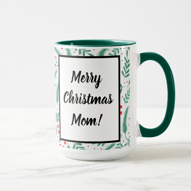 Jul Evergreen Boughs and Holly Berries Mugg (Höger)