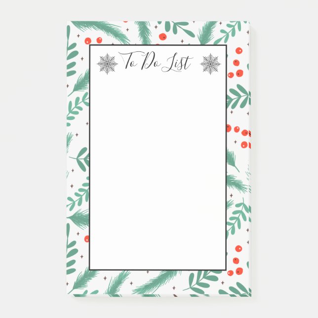 Jul Evergreen Boughs Holly Berry att göra List Post-it Block (Framsida)