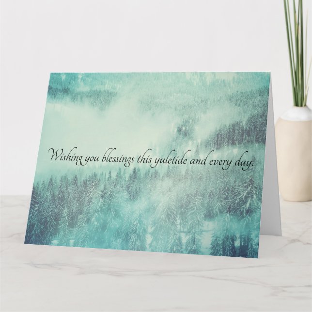 Jul Evergreen Forest Winter Solstice Kort (Framsida)