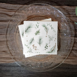 Jul Evergreen Gräs Träd Skogen Cabin Pappersservett