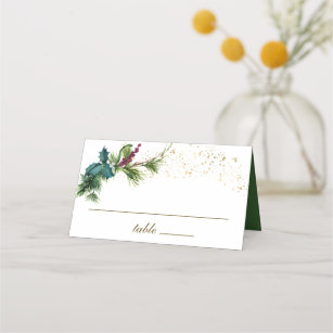 Jul Evergreen Holly Winter Wedding Placeringskort