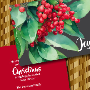 Jul Evergreen Red Berries Helgkort