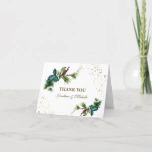 Jul Evergreen Red Berry Winter Wedding Tack Kort