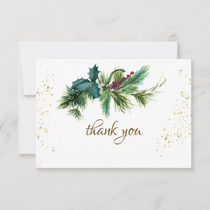 Jul Evergreen Red Guld Winter Wedding Tack Kort