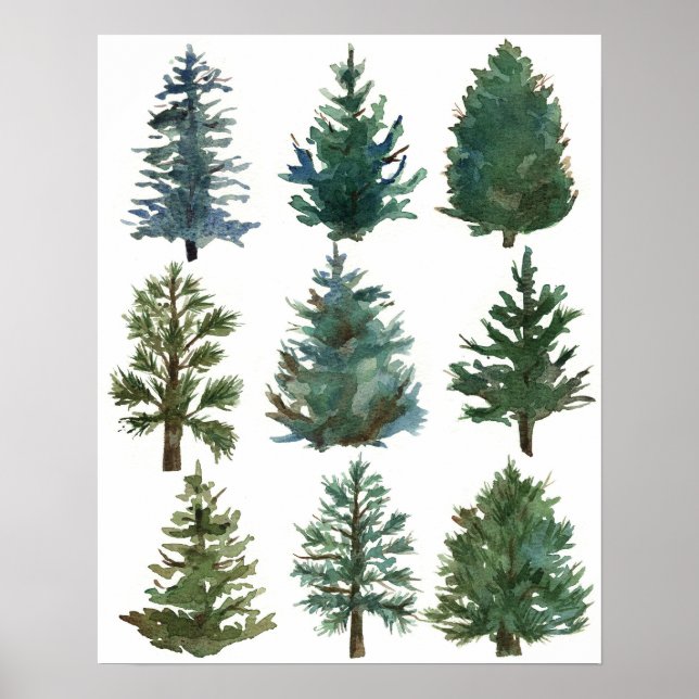 Jul Evergreen Träd Helgdag Home Decor Poster (Framsidan)