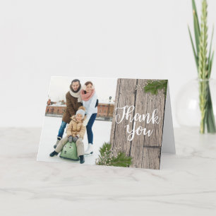 Jul Evergreen & Wood Tack Photo Card Kort