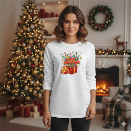 Jul Exploderande Presentlåda Prydnader T Shirt