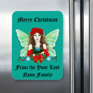 Jul Få Fantasi Julrosor Klockor Poinsettia Magnet