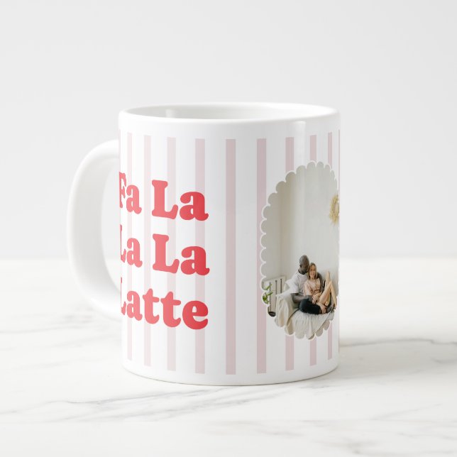 Jul Fa La La Latte Retro Foto Specialmugg Jumbo Mugg (Framsida vänster)