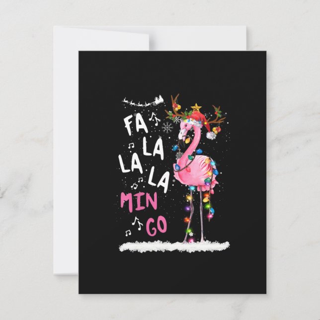 Jul - Fa-La-La Mingo Flamingo Med Jul Inbjudningar (Framsida)