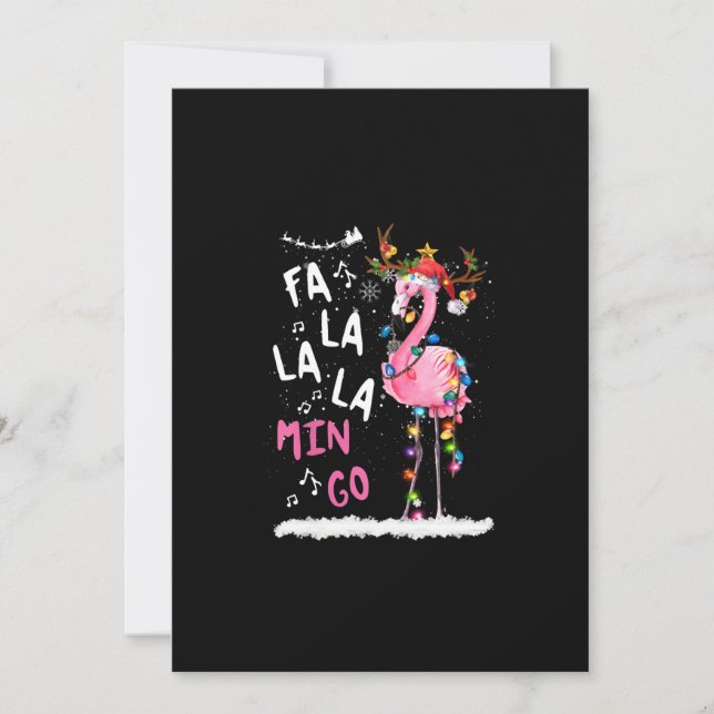 Jul - Fa-La-La Mingo Flamingo Med Jul Inbjudningar (Framsida)