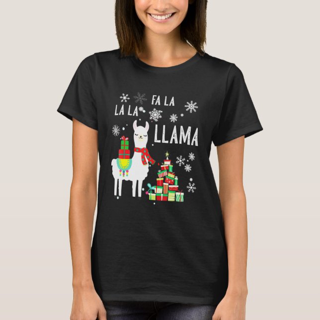 Jul fa la llama Ugly jul Sweaters T Shirt (Framsida)