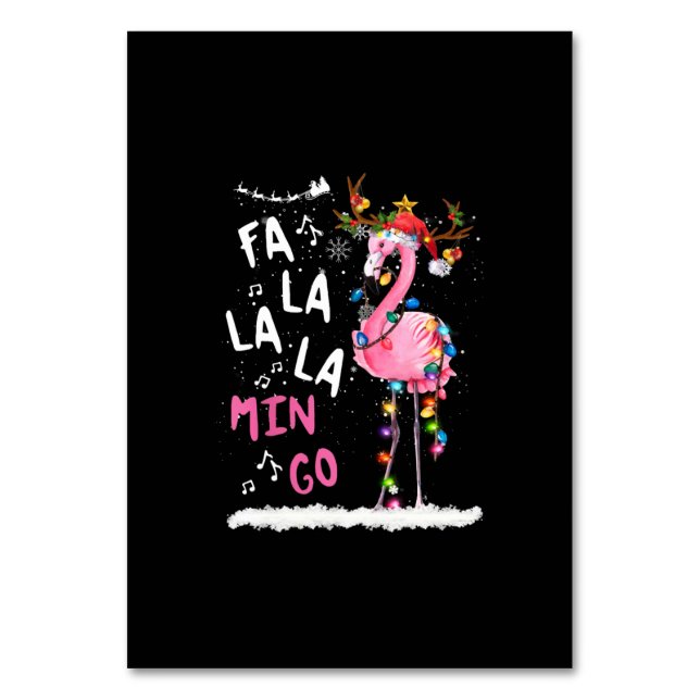 Jul - Fa-La Mingo Flamingo med jul Bordsnummer (Framsidan)