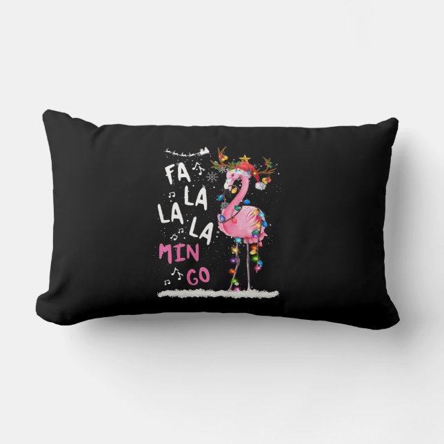 Jul - Fa-La Mingo Flamingo med jul Lumbarkudde (Framsida)