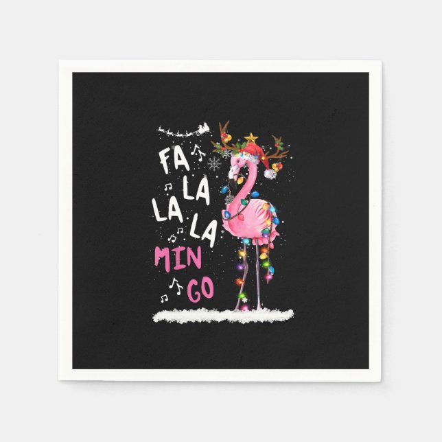 Jul - Fa-La Mingo Flamingo med jul Pappersservett (Framsidan)