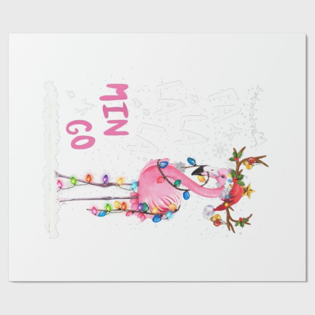 Jul - Fa-La Mingo Flamingo med jul Presentpapper (Platt)