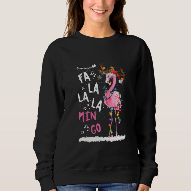 Jul - Fa-La Mingo Flamingo med jul T Shirt (Framsida)