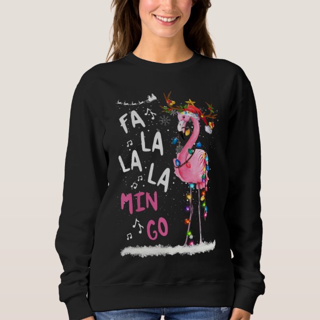 Jul Fa La Mingo Flamingo med jul T Shirt (Framsida)