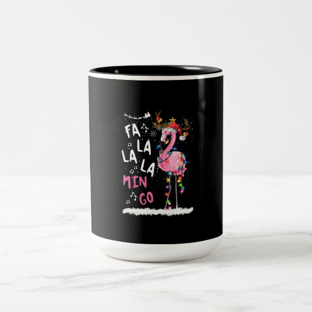 Jul - Fa-La Mingo Flamingo med jul Två-Tonad Mugg (Center)