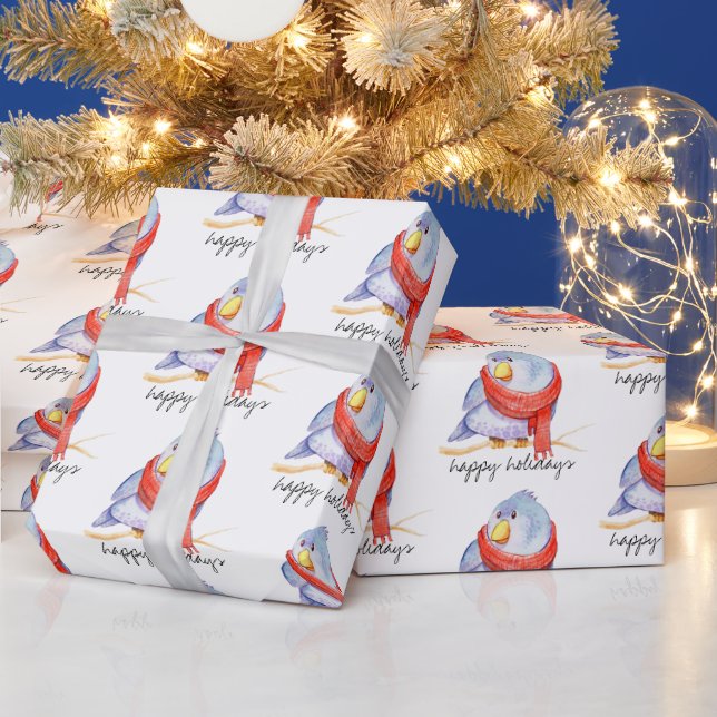Jul Fågel med halsduk  Presentpapper (Helgdagar)