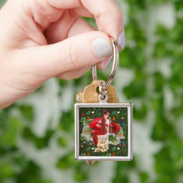 Jul Fairy Fyrkantig Silverfärgad Nyckelring
